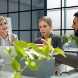 business people meeting conference discussion corporate concept discussing financial report their company